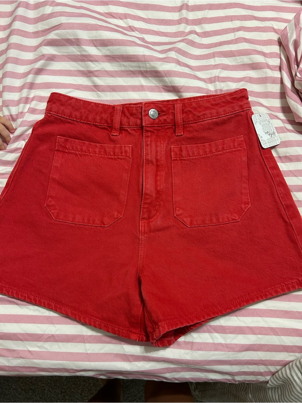 ROLLA'S Red High-Waist Denim Shorts